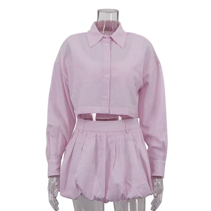 

Модный стиль Новинка Модная рубашка Майка Юбка Костюм-тройка Рубашка, Жилет, Юбка Комплект Pink S