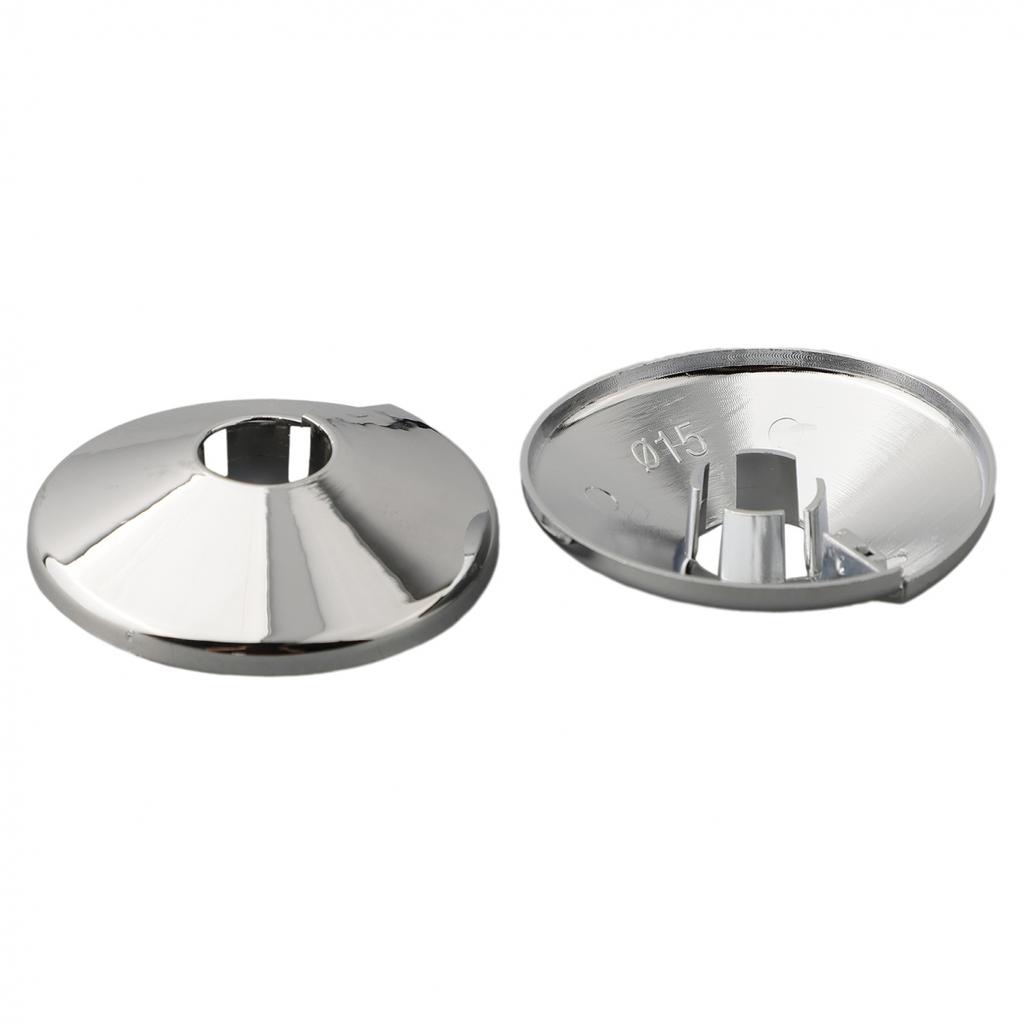 2 Pk Pipes Radiator Pipe Covers Sleeve 15mm Collars Cut Fit Bathroom Chrome