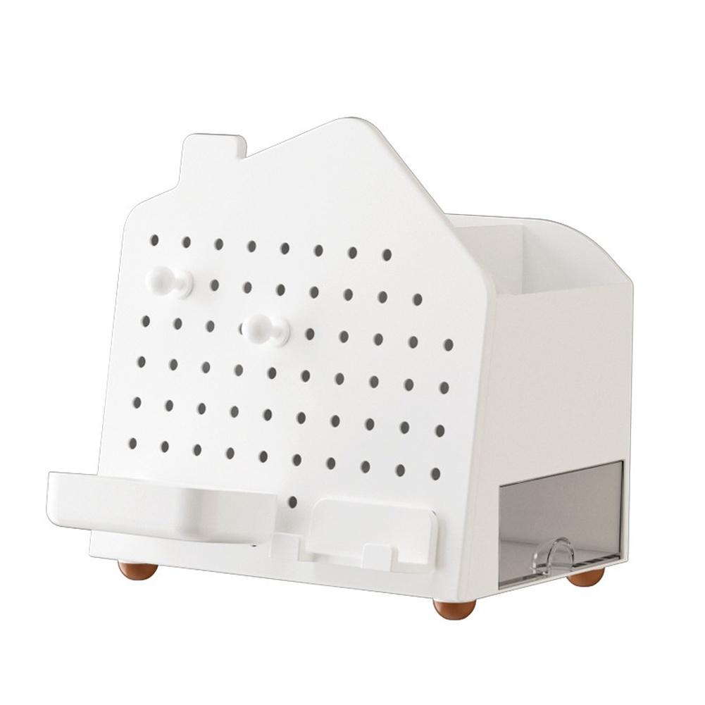 Phone Stand Tissue Box Holder ABS Plastic Multi-purpose Design Remote Control Storage Storage Compartments For Living Room