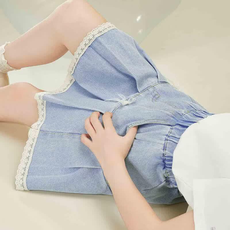 Xiaohu Patty Girls Pleated Denim Skort 130cm