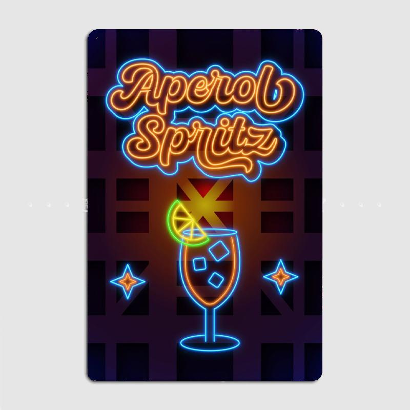 

Aperol Spritz Neon Poster Metal Poster Garage Decoration Living Room Cinema Living Room Custom Tin Sign Poster 20x30cm（7.8x11.8inch）