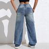 Shascullfites Melody Ripped Women's Blue Jeans Hip-hop Style Fashion Vintage Streetwear Y2K Wide Leg Jeans Baggy Denim Pants