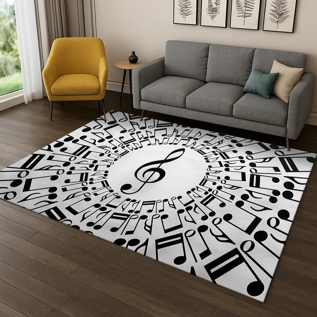 Music Note Art Carpet Rug Floor Mat for Living Room Sofa Home Bedroom Doormat Kitchen Decor Living Room Decoration Bedroom Rugs