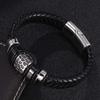 Stainless Steel Braided Leather Rope Bracelet Men Women Trendy Adjustable Unisex Wristband Jewelry