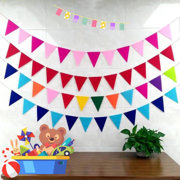 Colorful Felt Triangle Flag Decoration for Birthdays & Children s Day Colorful Flag