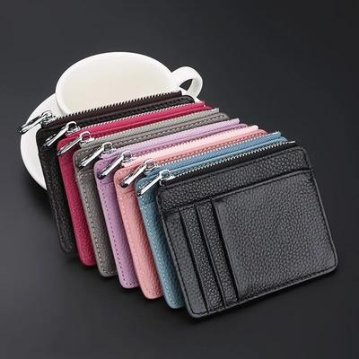 Ultra-fino multi-card slots titular do cartão de couro genuíno moda portátil titular do cartão de identificação cartão de banco caso de cartão de crédito bolsa de moeda