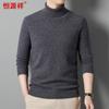 Hengyuanxiang Men's Pure Wool Thick Turtleneck Jacquard Knit Sweater