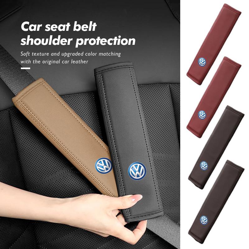 For Volkswagen VW Universal Car Safety Belt Shoulder Cushion Leather Cover Relief Pad Scirocco Passat Polo B5 B6 B7 CC Tiguan Ru0