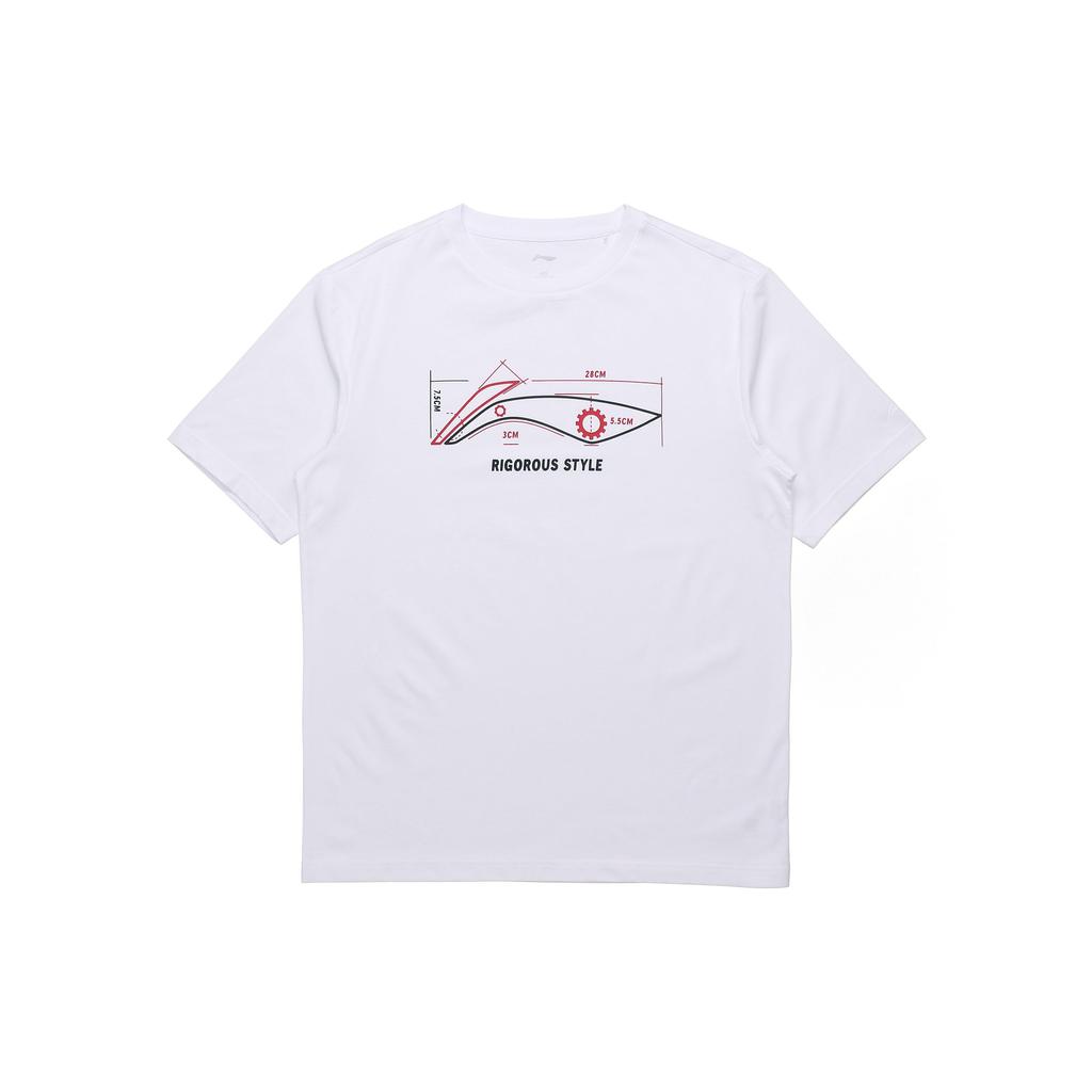 Li Ning Sports Fashion Series Logo Print Round Neck Casual T-Shirt Drop Shoulder Men Tops White AHSR543-6