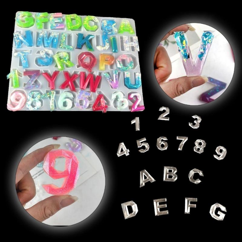 Semi-Stereoscopic Resin Keychain Molds DIY Alphabet Number Casting Mold Jewelry Craft Making Tools for Making Ornaments