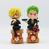 One Piece Q Version Ruffy Sanji Sitzende Haltung Actionfigur Modell Auto Desktop Ornament Zubehör Cartoon Dekor Spielzeug