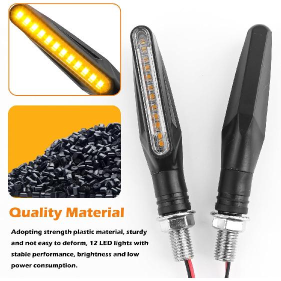 4PCS Motorcycle Turn Signals LED,Ultra-Bright 12 LED Front & Rear Motorcycle Blinkers With Sequential Flow Mode,Upgraded 12V Motorcycles Indicator