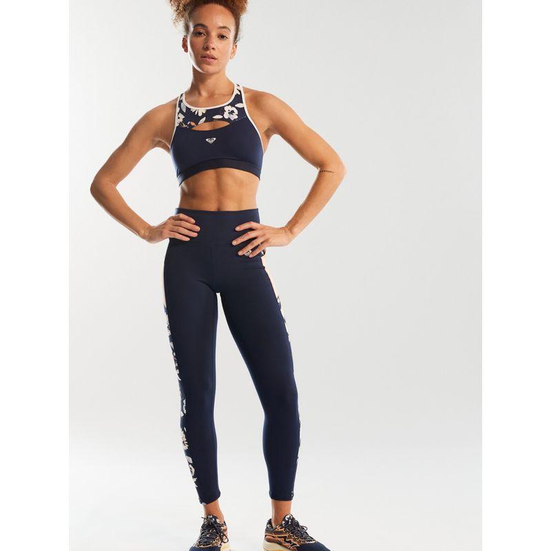 Foreign Trade Original Order Rox * Y Heart into It Buttock Lifting Waist Hugging Sports Leggings-Wild Hibiscus Blue Background