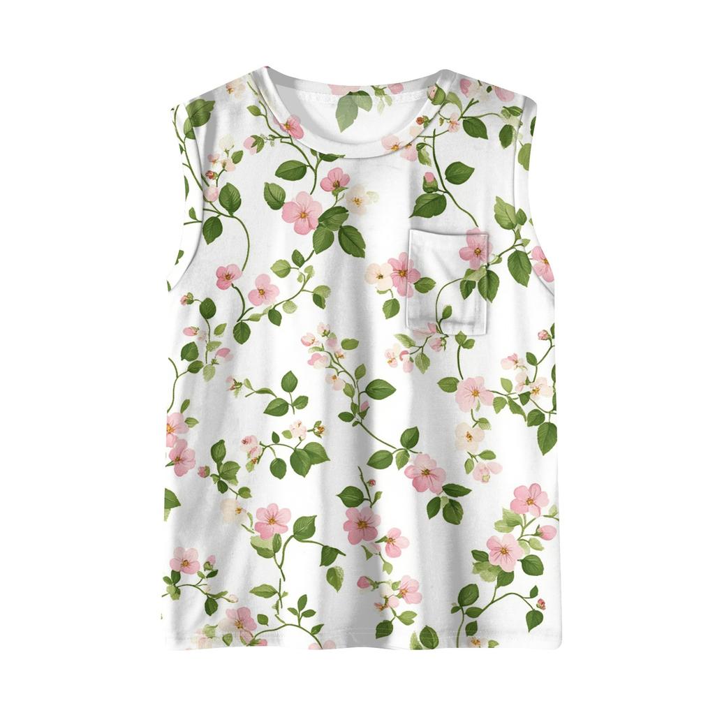 Damen-Tanktops 2025, lockere Passform, hoher Halsausschnitt, Sommertop, elegante, lässige ärmellose Shirts mit Tasche