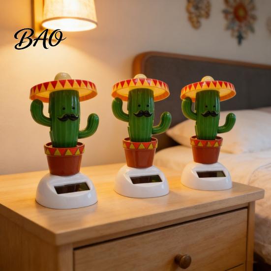 Jouet de Voiture Solaire Cactus Danseur Ornement, Figurine Décorative Amusante pour Intérieur Automobile, Animé Oscillant pour Véhicules, Décoration de Maison Style Tropical