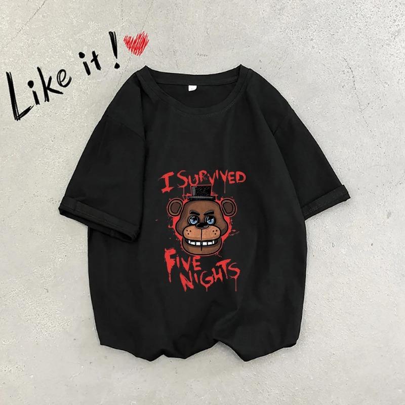 Five Nights At Freddys T-shirts Game FNAF Women Men Short Sleeves Casual Tops Anime Clothing Summer Oversize Clothes Adult Tees