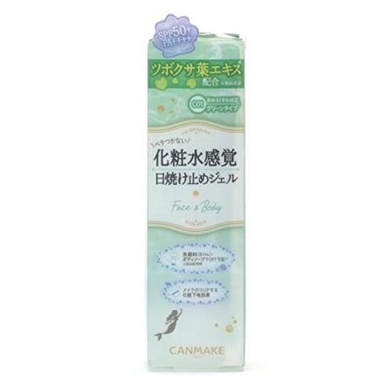 Canmake Mermaid Skin Gel UV C01 CICA Mint Sunscreen SPF50+ PA++++ Washable Cleanser Body 1 Piece (x 1)