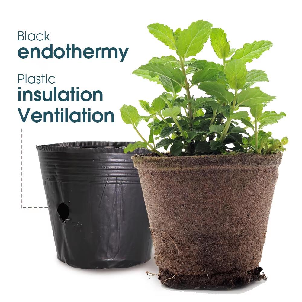 50pcs Garden Black Soft Plastic Seedling Bag Plant Nursery Pots Thickened Seed Starting Pot Flower Vegetable Independent Box