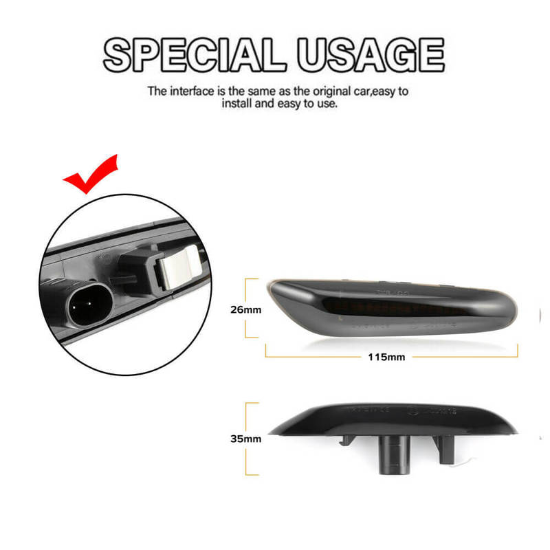 LED Side Marker Light for BMW 1 Series 3 Series 5 X1 X3 E46 E60 E61 E81 E82 E83 84 E87 E88 E90 E91 E92 E93 Turn Signal Indicator