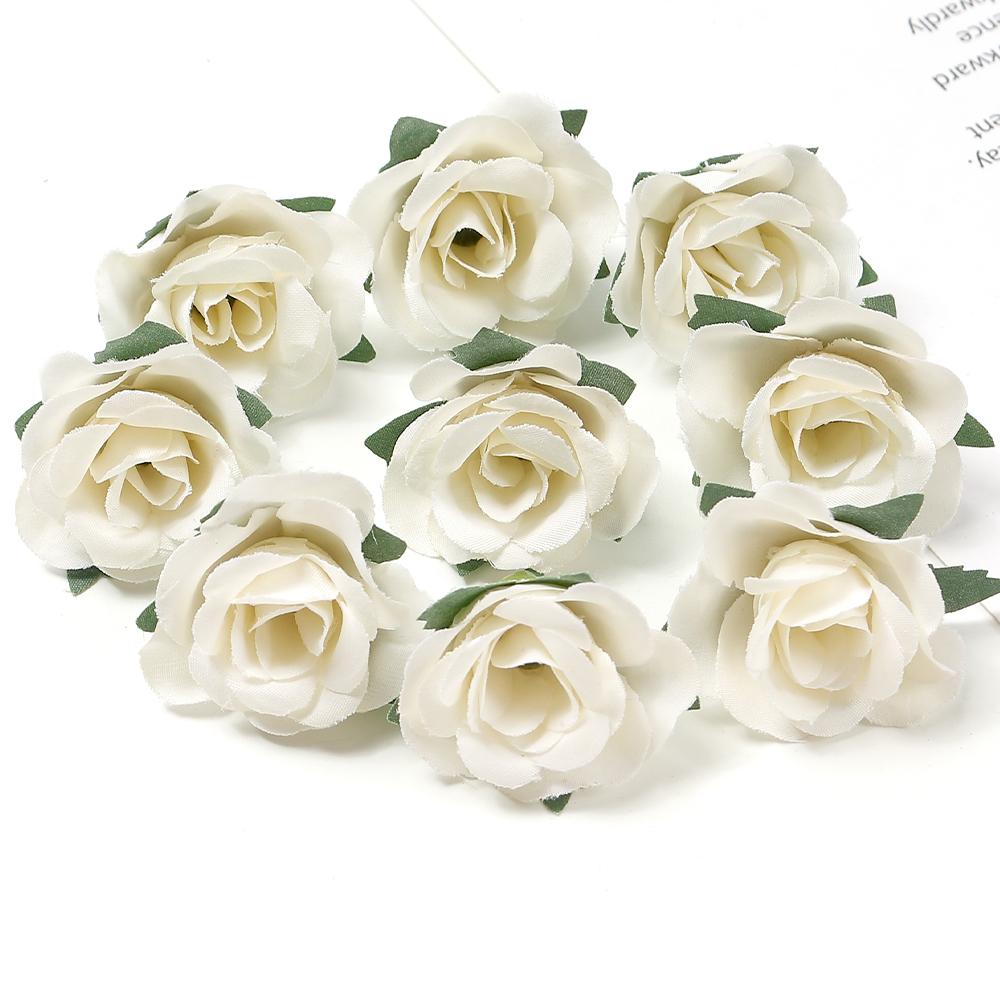 

10/20/50Pcs Rose Artificial Flowers 3.5cm Fake Flowers for Home Decor Garden Wreath Garlands Gift Accessories Wedding Decoration 10Pcs белый