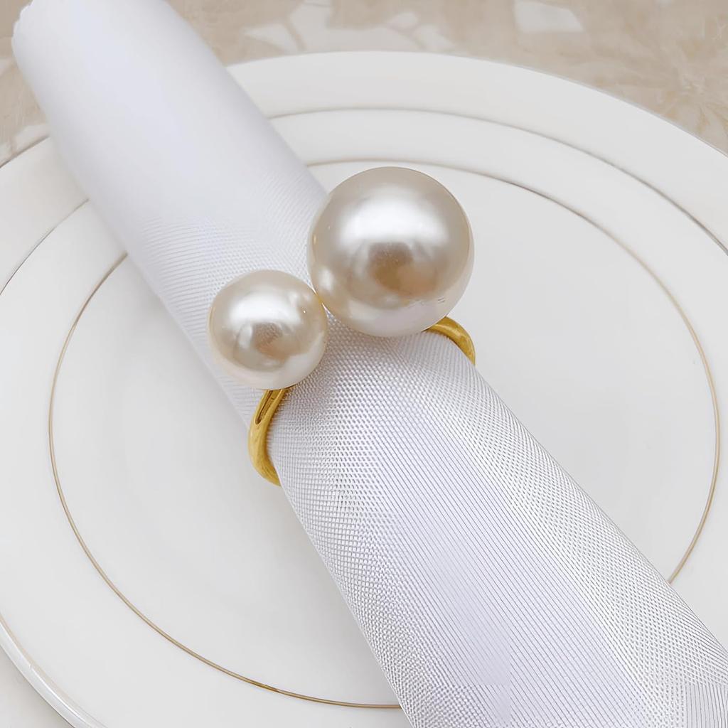 1-120PCS Pearl Napkin Rings Metal Napkin Holder Wedding Party Banquet Supplies Holiday Christmas Dinner Table Decoration Favors