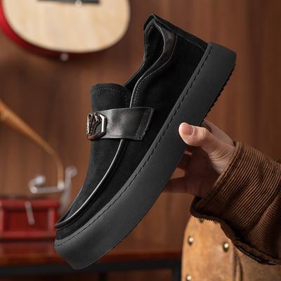 Herrenschuhe Herbst und Winter neue Flip-Fell Freizeitlederschuhe Herren Trend modisch und bequem vielseitig einpedalige Slipper