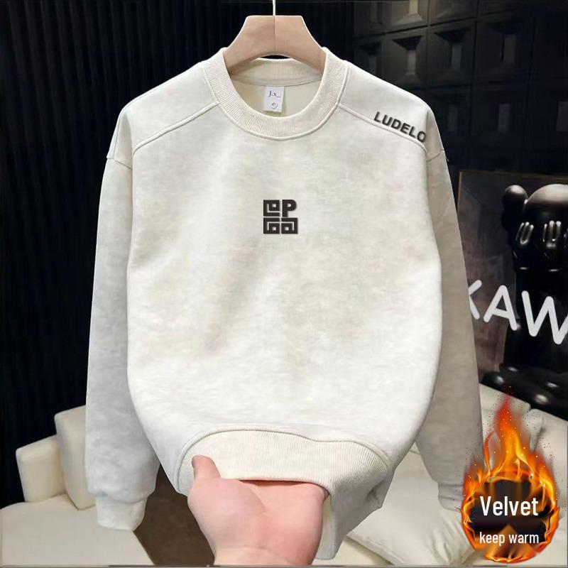 

Retro Slim-fit Tie-dye Fleece-lined Men s Hoodie with Screen Printing and Letter Design, Round Neck & Long Sleeves 4XL абрикосовий