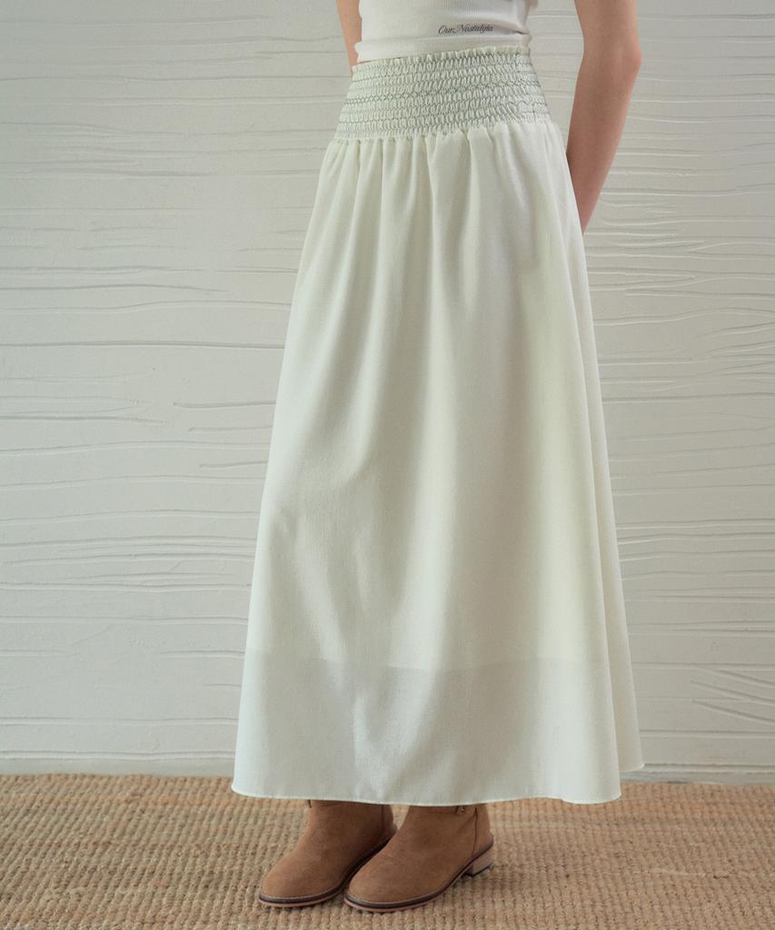 Aueonoseuteljia Linen Smocked Skirt_Cream(Ob6Sk06)