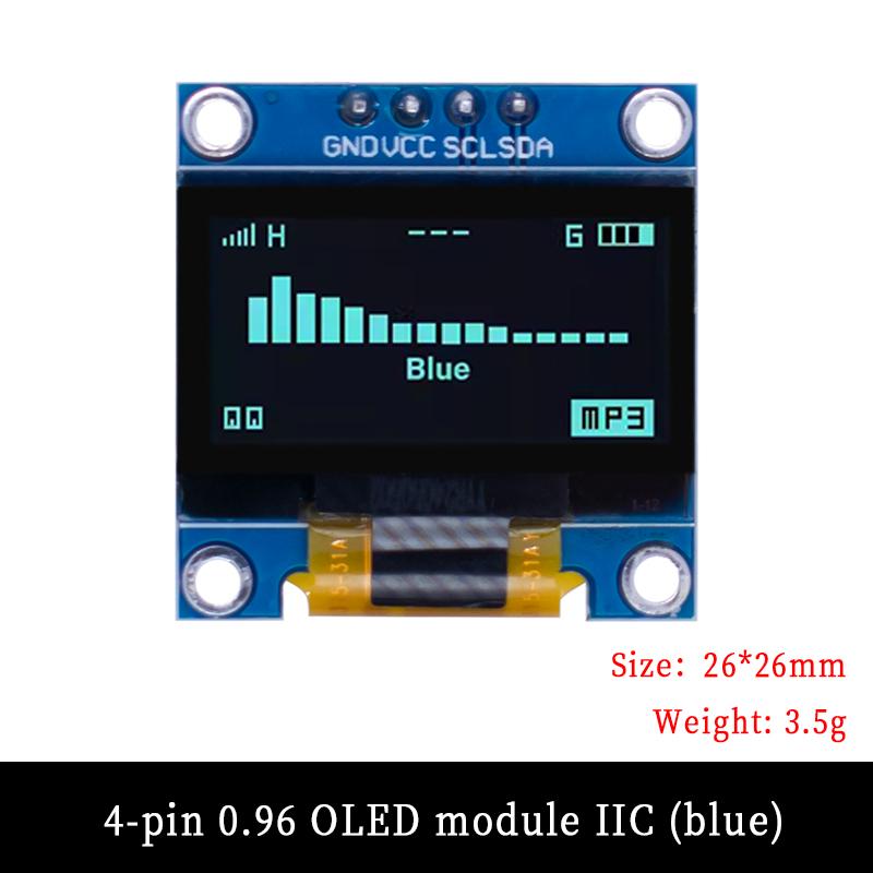 1,96-Zoll-OLED-Displaymodul 118x61 Auflösung 1-Pin 7-Pin IIC I1C Weiß-Blau-Gelber Bildschirm für Arduino Elektronische Entwicklung