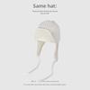 Korean Style Knitted Wool Earmuff Hat: Solid Color, Thickened for Autumn & Winter, with Strap, Unisex.