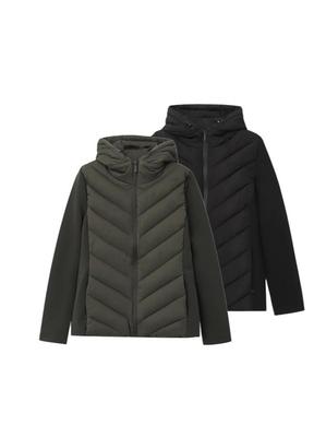 Damen Kapuzenjacke mit Patchwork-Design und Taillenzug aus Baumwolle - Europäische & Amerikanische Mode Herbst/Winter 2025.