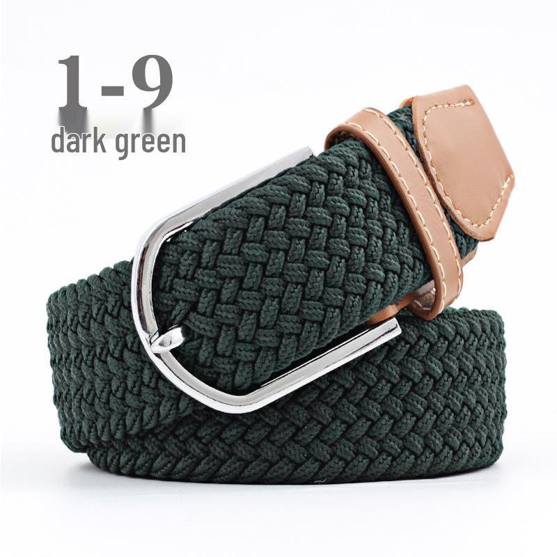 חגורת בד אלסטית יוניסקס עם אבזם פין - אבזם אריגה קז'ואל מתיחה עם הדגש עור