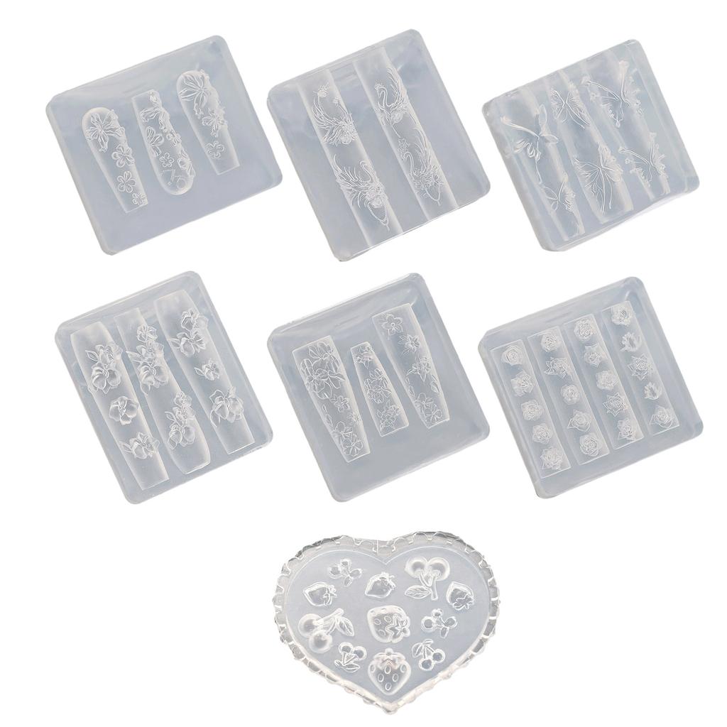 Silikon Blume Schmetterling Nagel Carving Form 3D Stempelplatte Nägel Schablonen UV Gel Maniküre Werkzeuge Nail Art Maniküre