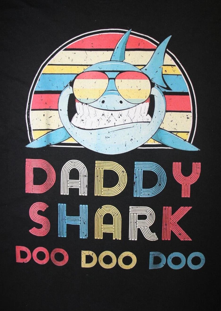 DADDY SHARK DOO DOO DOO T-Shirt Black, 2XL 4XL