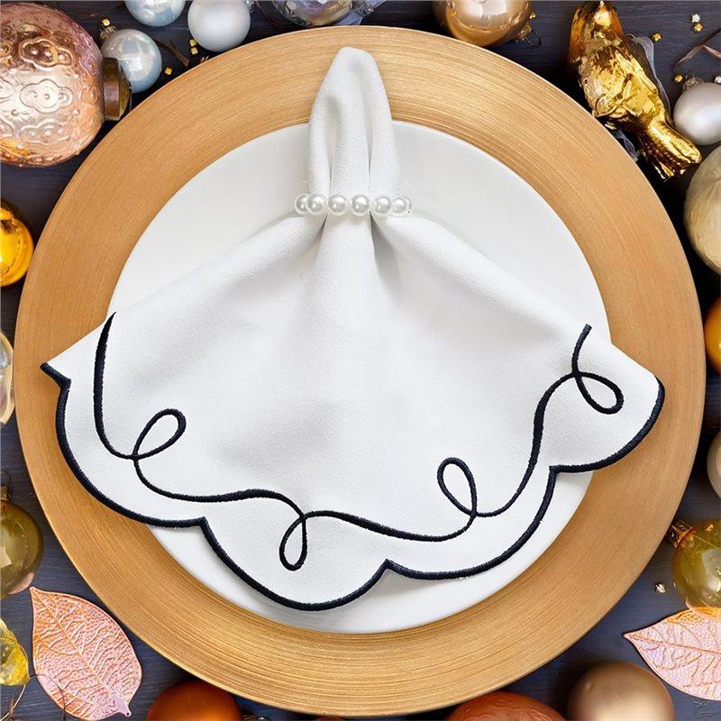 Gute 15-Zoll-Stickerei mit gedrehtem Band, runde Tischsets, gewellte runde Tischmatten, Party-, Küchen-, Esstischdekoration