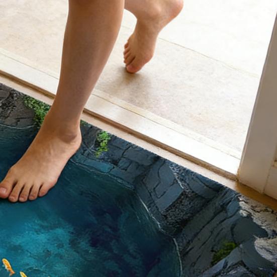 Covoraș de podea Iluzie optică 3D Efect de gaură realist Covoraș de ușă Covoraș interactiv pentru animale de companie Decorare living hol intrare