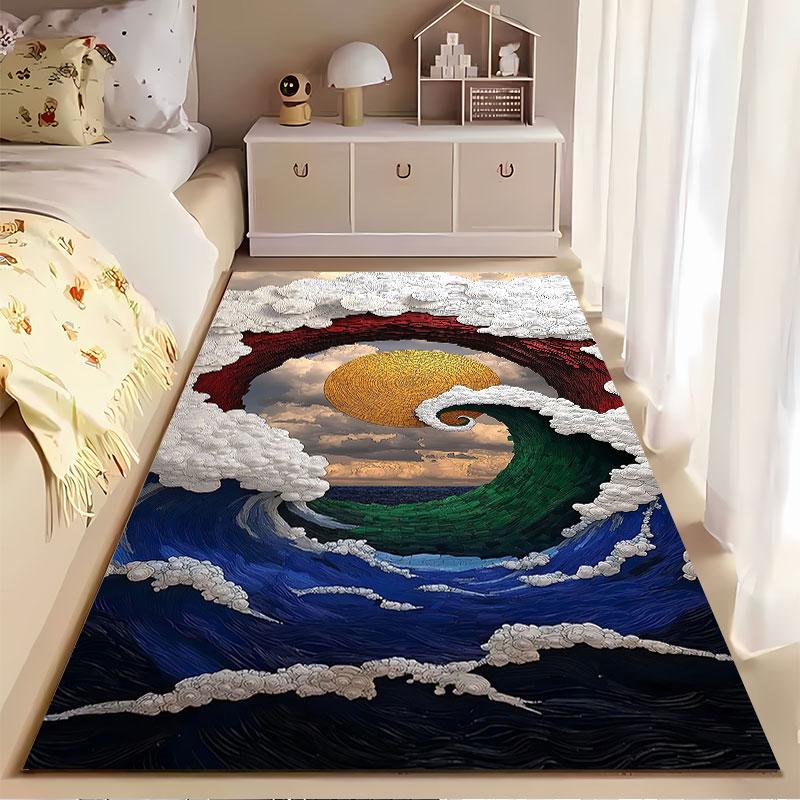 Abstract Ocean and Sun Carpet suitable as a non-slip mat for the living room or bedroom sofa