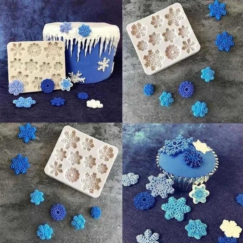Cute Christmas DIY Bake Snowflake Boy Man Moustache Tie and Rainbow Mold Cookie Cake Decoration Silicone Tool Baking Accessories