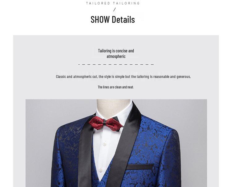 Men's Cross-border Hot-selling Jacquard Two-piece Evening & Business Casual Suit.
