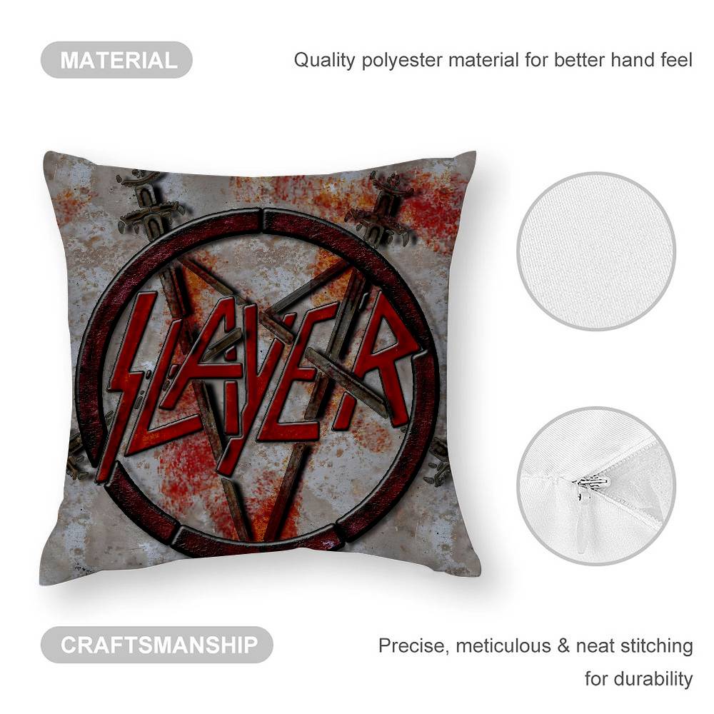 Classic Band S-Slayer Pillow Case Square Double‑Sided Print Cushion Case For Sofa Home Bedchamber Decor Gift
