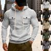 Autumn and Winter Heavyweight Men's Loose Outdoor Sports Velvet Hooded Multi-pocket Casual Workwear Sweatshirt for Men