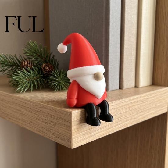 Holiday Shelf Sitter 3D Printed Santa Claus Figurine, Christmas Decoration, Party Supplies Small Gnome Statue for Desktop Home Decor Seasonal