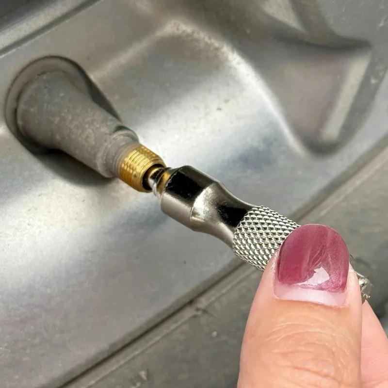1/3PCS Universal Tire Repair Screwdriver Stainless Steel Antirust Tire Valve Wrench with Key Ring Tire Repair Tools for Car Motorcycle
