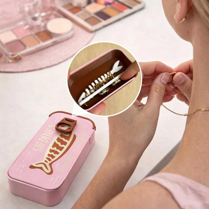 Sardine Tin Jewelry Box 3D Printed Necklace Earring Storage Box Easy Open Lids For Crafts & Packaging Storage