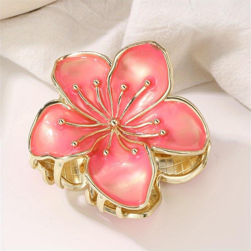 1pc Vintage Floral Hair Claw Clip for Women - Elegant & Romantic Hair Accessory with Multi-Color Flower Design