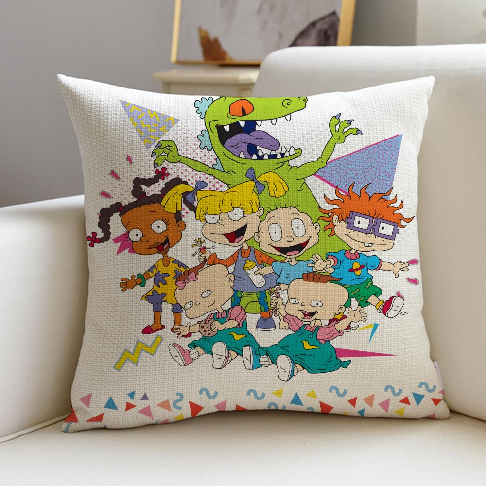 Nostalgic RRugratsS Cushion Cover Breathable and skinfriendly linen pillowcase square removable and washable cushion