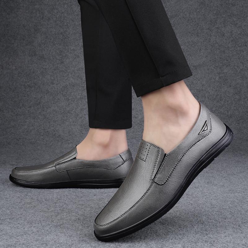 Handgefertigte Klassische Business Falts Sommer Herren Freizeitschuhe Echtes Leder Herren Slipper Slip-On Mokassins Weichsohlige Laufschuhe