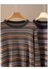 Women's Elegant Fine-spun Wool Striped Fair Isle Jacquard Sweater for Spring/Autumn 2026