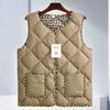 Autumn and Winter New Light Down Cotton Vest Women's Short Pattern Vest Round Neck Fashion Horse