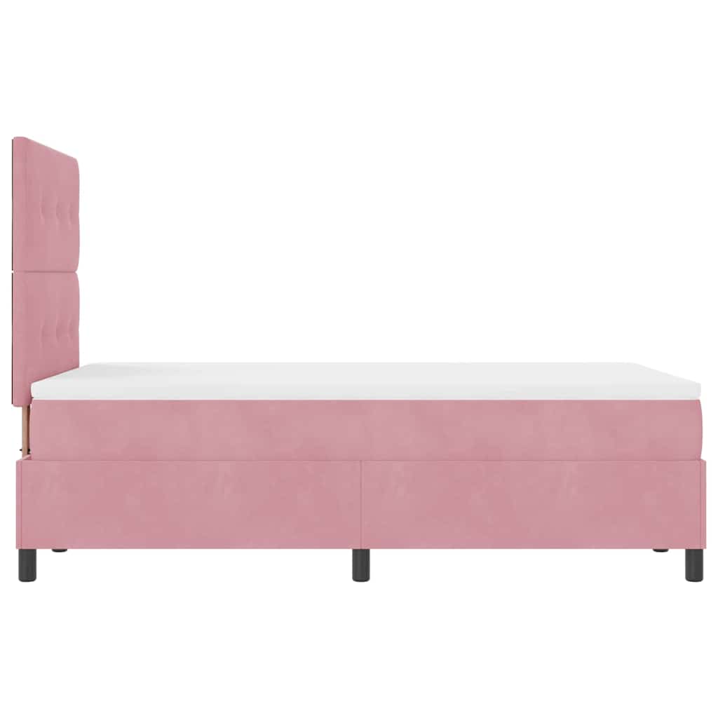 LED Box Spring Bed with Mattress Pink 120 X 190 Cm Velvet